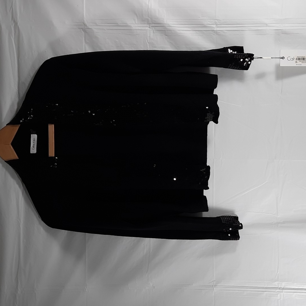 NWT CALVIN KLEIN BLK/ Black Sequins sweater SZ L